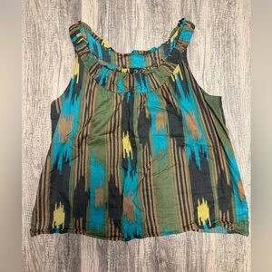 Mossimo Teal and Brown Patterned Tank Top